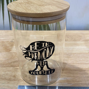 Decal Large Glass Jar with Bamboo Lid