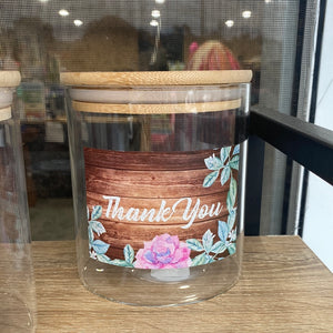 Decal Medium Glass Jar with Bamboo Lid
