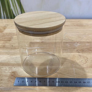 Medium Glass Jar  Bamboo Lid